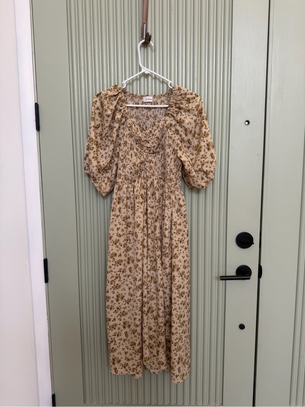 bohme Beige Floral Midi Dress